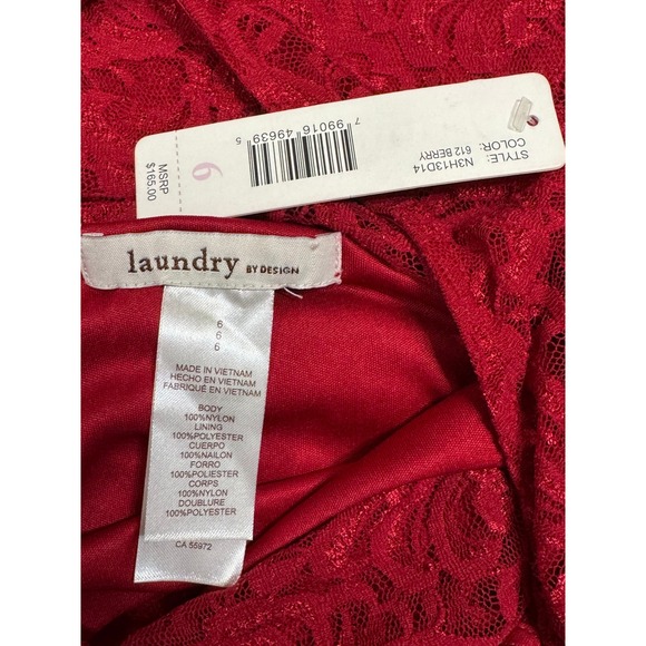 Laundry by Design Womens Red Lace Short Sleeve Fit Flare Dress Size 6 N3H13D14 - Picture 4 of 5